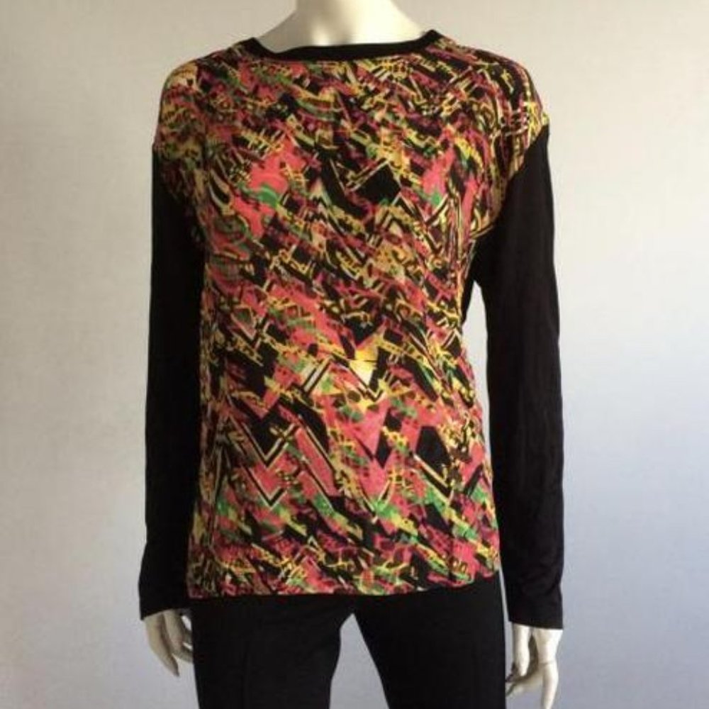 NWT M Missoni Silk Crepe Geometric Print Knit Blouse Top Size M L